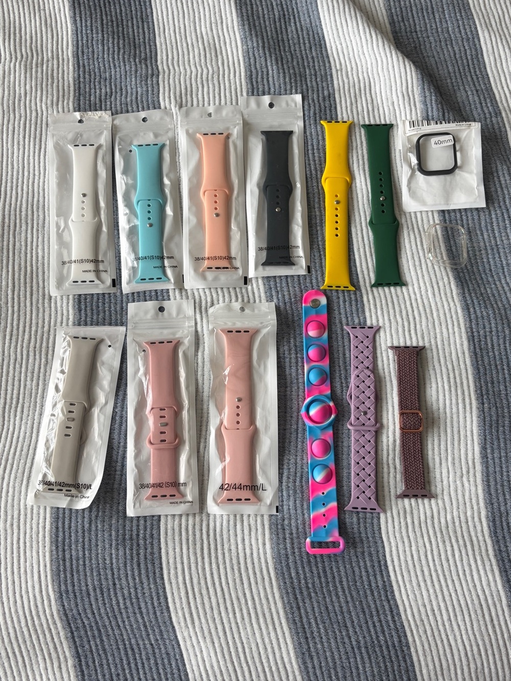 Assorted Silicone & Woven Apple Watch Bands - Multi Color Set